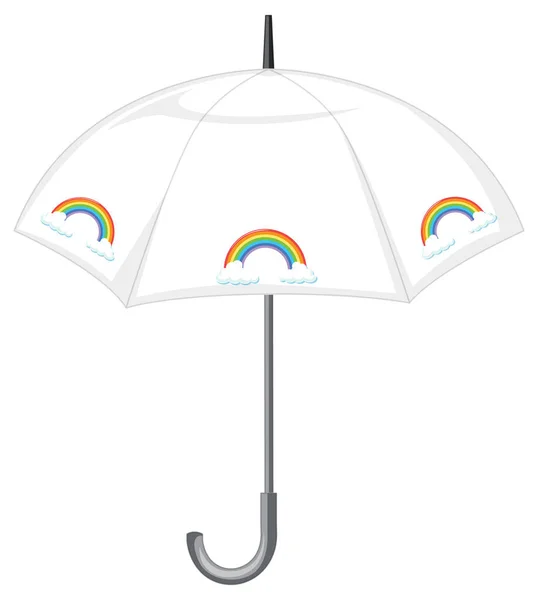 Witte Paraplu Met Regenboog Patroon Illustratie — Stockvector