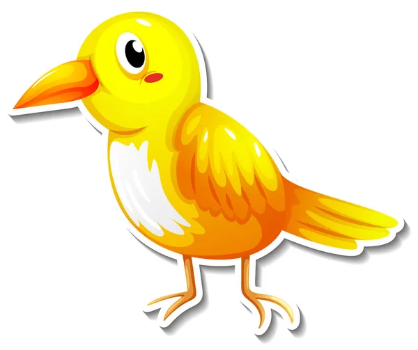 Cute Little Bird Cartoon Animal Sticker Illustration — Stock Vector