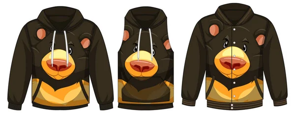 Conjunto Diferentes Jaquetas Com Modelo Urso Preto Ilustração — Vetor de Stock