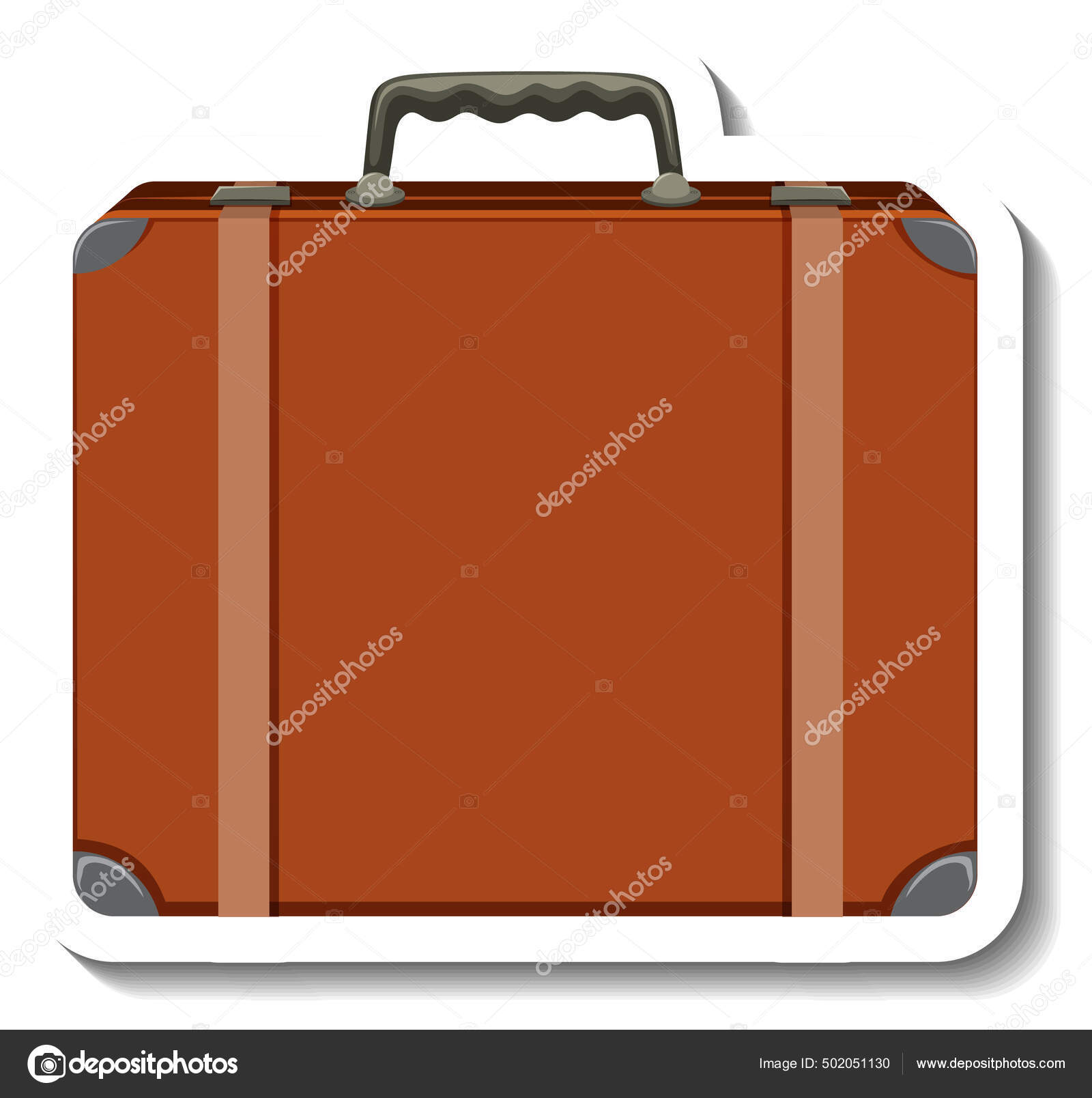 Maleta Cuero Ilustración Etiqueta Engomada Dibujos Animados Vector