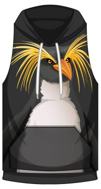 Penguen desenli resimli kapüşonlu kolsuz.