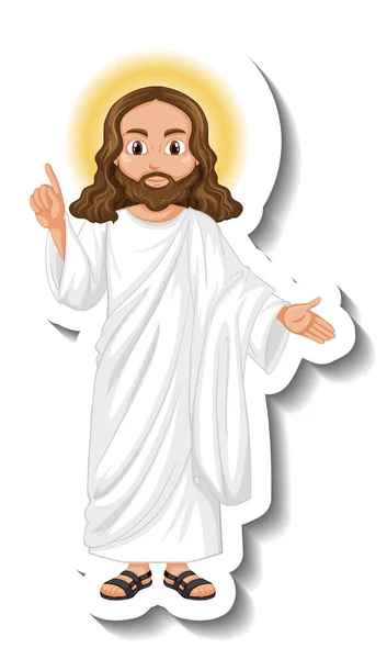 Jesus Cristo Personagem Desenho Animado Adesivo Fundo Branco Ilustração —  Vetores de Stock