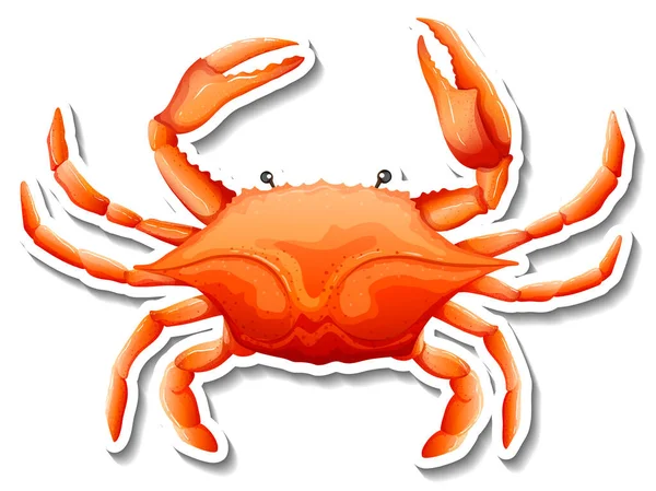 Crab Sea Animal Cartoon Sticker Illustration — Stock Vector