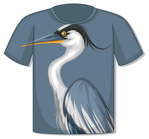 Camiseta Con Ilustración Patrón Pájaro Garza — Vector de stock