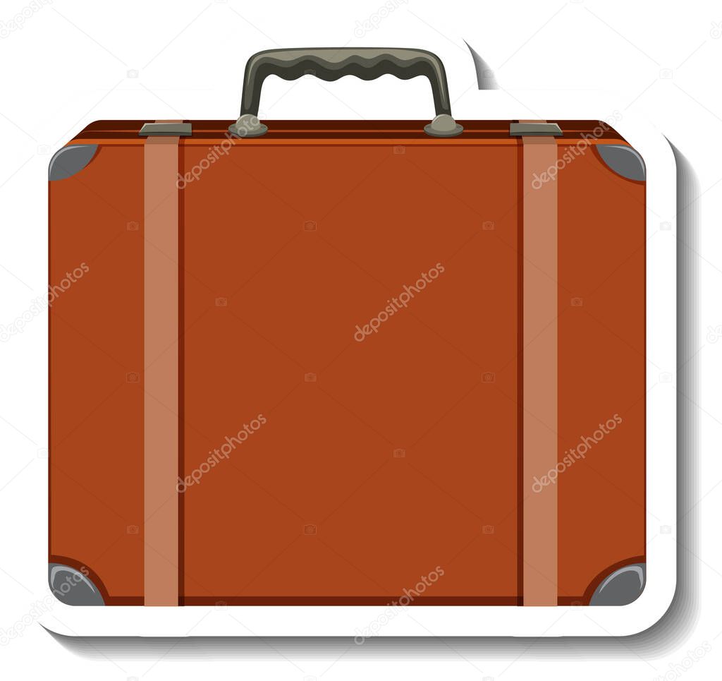 Maleta Cuero Ilustración Etiqueta Engomada Dibujos Animados Vector
