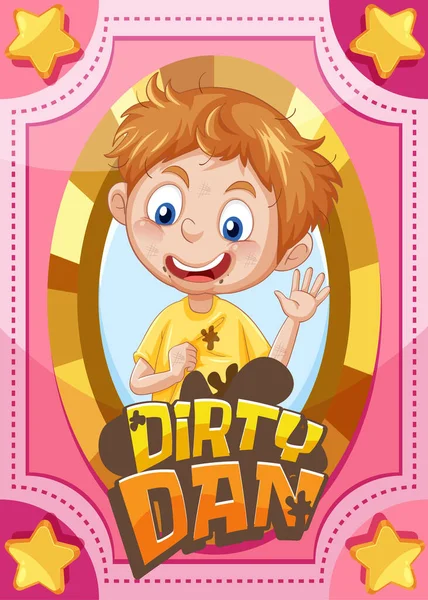 Character Game Card Word Dirty Dan Illustration — Stock Vector