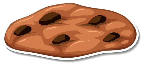 Chocolade Chip Koekjes Sticker Witte Achtergrond Illustratie — Stockvector