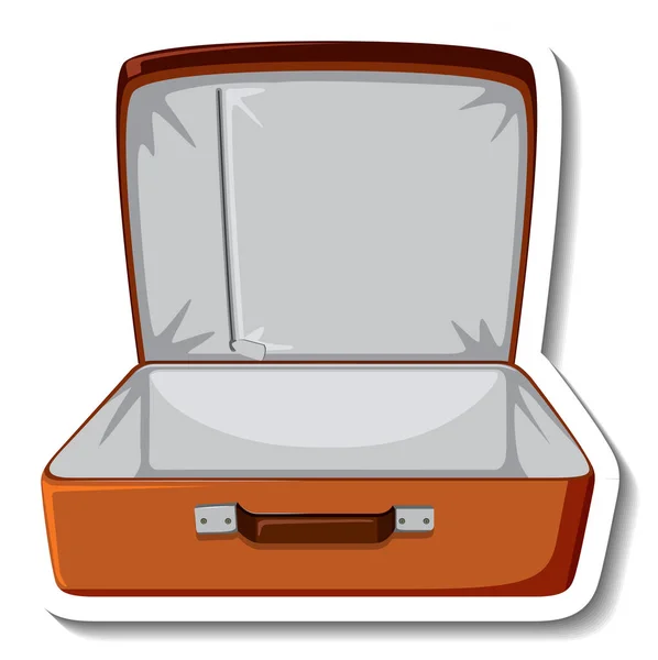 Leather Suitcase Opened Cartoon Sticker Illustration — Stock Vector