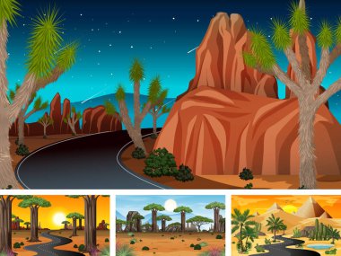 Farklı doğa yatay sahneleri çizimi