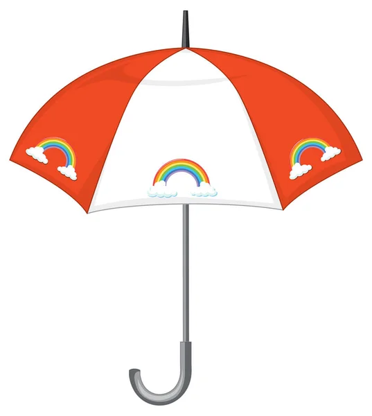 Orange Gestreifter Regenschirm Mit Abbildung Des Regenbogenmusters — Stockvektor