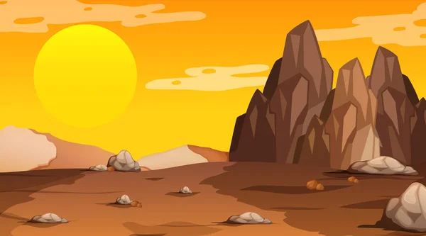 Paisaje Vacío Del Bosque Desértico Atardecer Escena Ilustración — Vector de stock