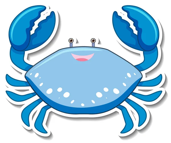 Caranguejo Azul Animal Mar Desenho Animado Etiqueta Ilustração — Vetor de Stock