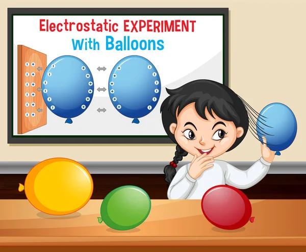 Electrostatic Science Experiment Scientist Girl Illustration — Stock Vector