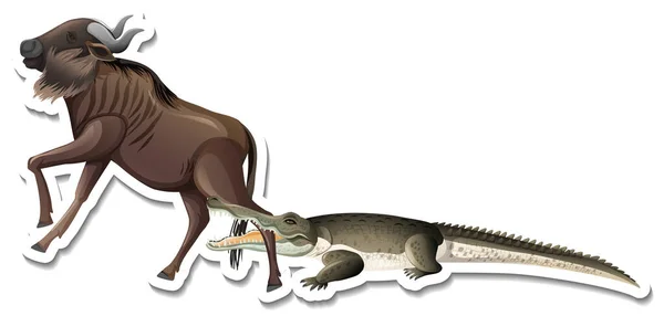 Šablona Nálepky Ilustrací Krokodýla Pakambaly — Stockový vektor