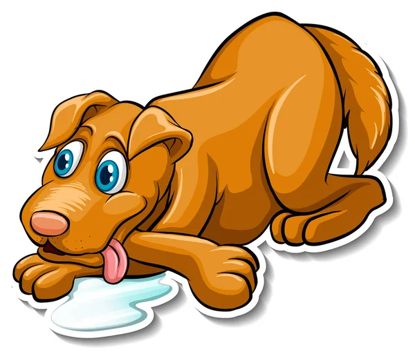 Een Sticker Sjabloon Van Hond Cartoon Karakter Illustratie — Stockvector