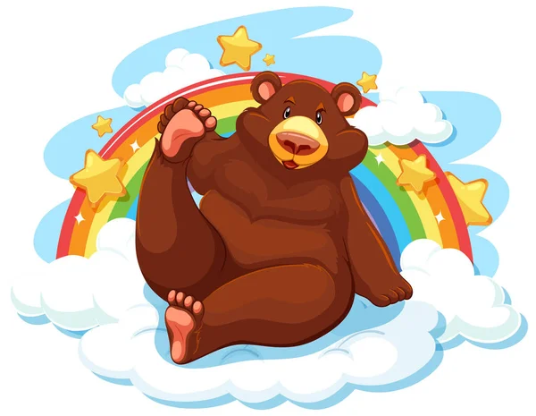 Grizzly Beer Wolk Met Regenboog Illustratie — Stockvector