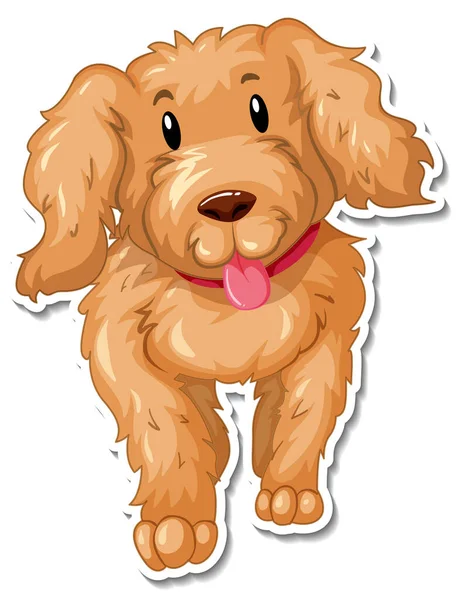 Een Sticker Sjabloon Van Hond Cartoon Karakter Illustratie — Stockvector