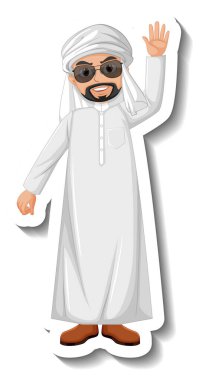 Beyaz arkaplan illüstrasyonunda Arap çizgi film karakteri