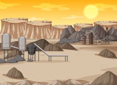 Gündüz vakti kömür madenciliği sanayiinin manzarası