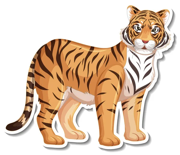 Sticker Template Tiger Cartoon Character Illustration — Stock Vector