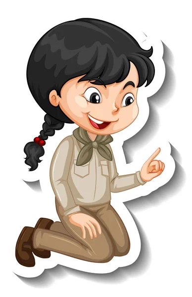 Dziewczyna Stroju Safari Kreskówki Charakter Naklejki Ilustracja — Wektor stockowy