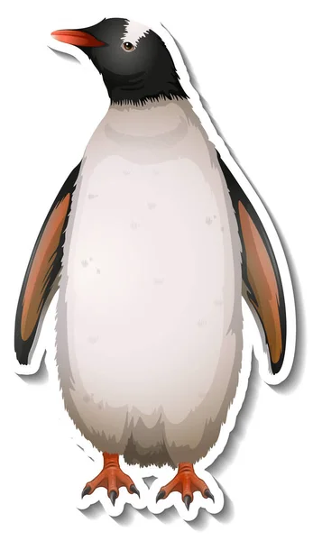 Sticker Template Penguin Cartoon Character Illustration — Stock Vector