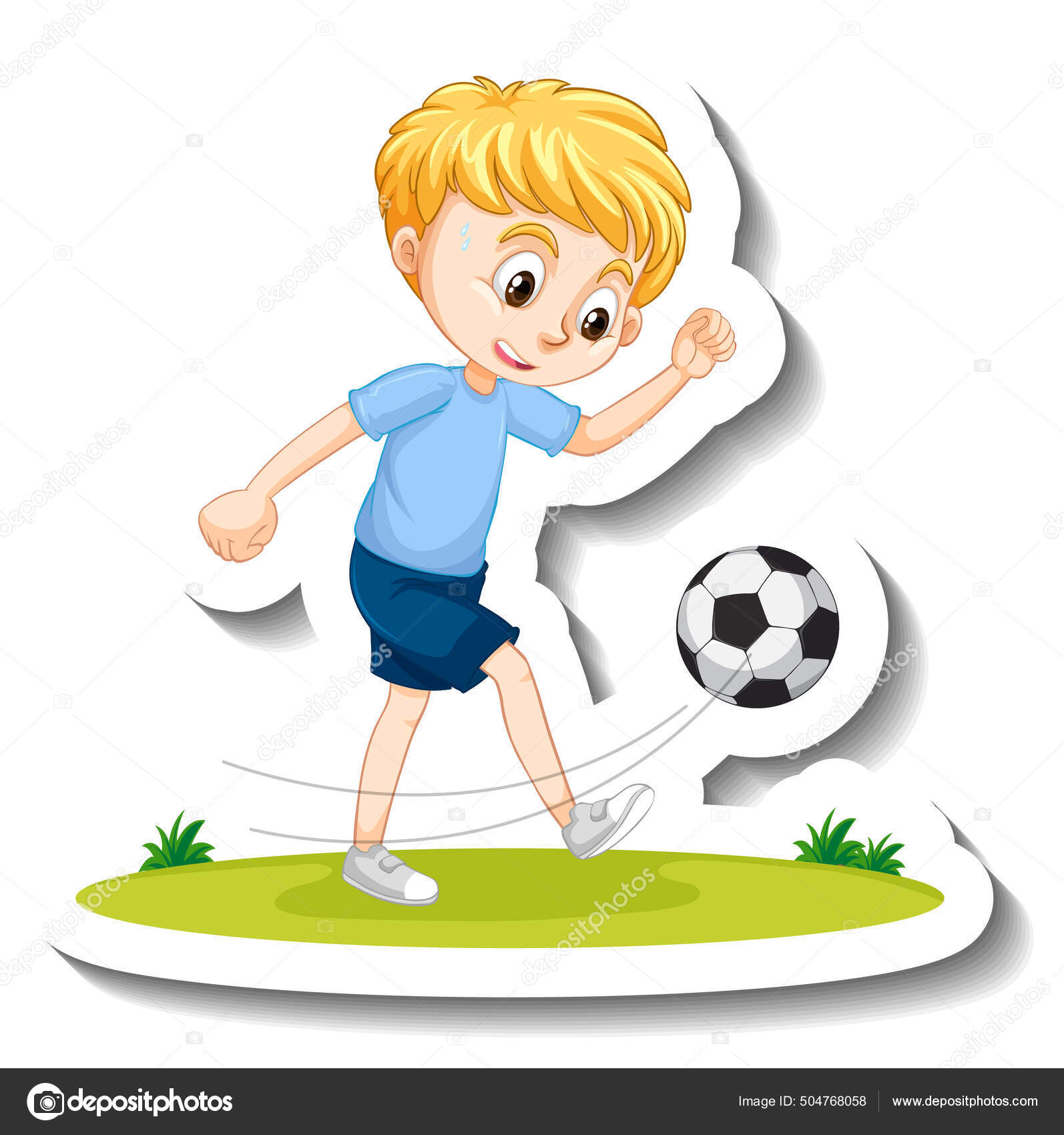 Menino Jogando Futebol Desenho Animado Personagem Adesivo Ilustração imagem  vetorial de blueringmedia© 504768058