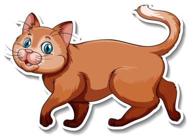 Kedi çizgi film karakteri illüstrasyonunun bir etiket şablonu
