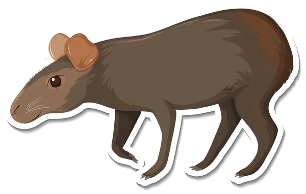 Eine Aufklebervorlage Für Eine Zeichentrickfigur Aus Schwarzem Capybara — Stockvektor