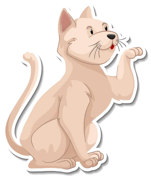 Sticker Template Cat Cartoon Character Illustration — Stock Vector