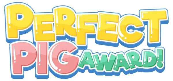 Perfect Pig Award Font Banner Illustration — 스톡 벡터