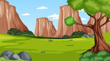 Uçurum arkaplan illüstrasyonlu gündüz vakti boş orman