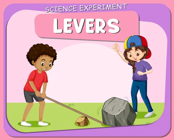 Levers Vetenskap Experiment Affisch Med Barn Karaktär Illustration — Stock vektor