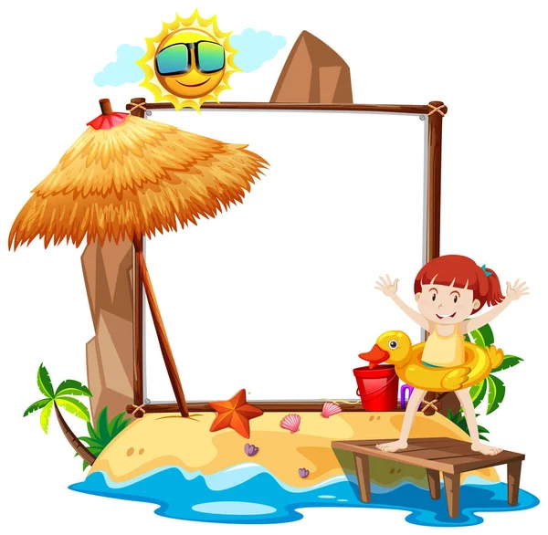 Tema Summer Beach Con Banner Vacío Aislado Sobre Fondo Blanco — Archivo Imágenes Vectoriales