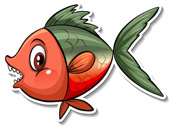 Niedlichen Fisch Meer Tier Cartoon Aufkleber Illustration — Stockvektor