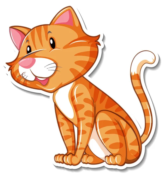 Sticker Template Cat Cartoon Character Illustration — Stock Vector