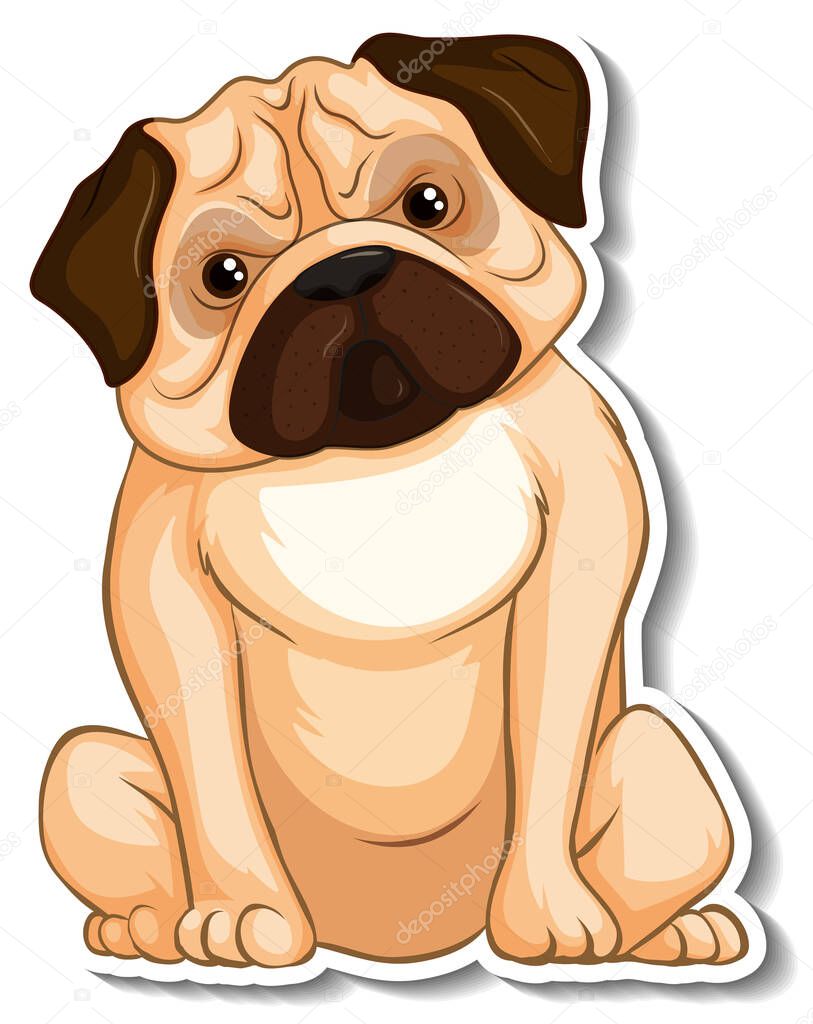 A sticker template of dog cartoon character illustration