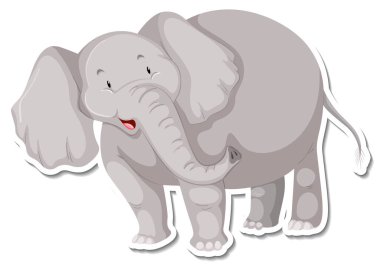 Fil çizgi film karakteri illüstrasyonunun çıkartma şablonu