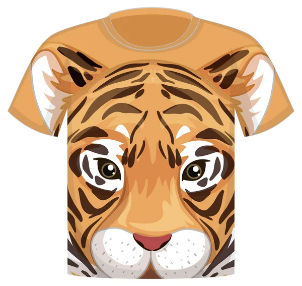 Parte Anteriore Della Shirt Con Disegno Tigre Faccia Modello — Vettoriale Stock