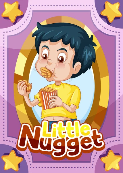 Carte Personnage Avec Illustration Mot Little Nugget — Image vectorielle