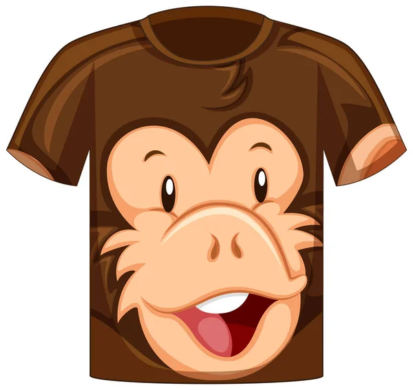 印有猴子图案图解的T恤前襟 — 图库矢量图片