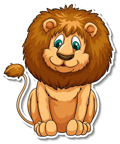 狮子卡通人物插图贴纸模板 — 图库矢量图片
