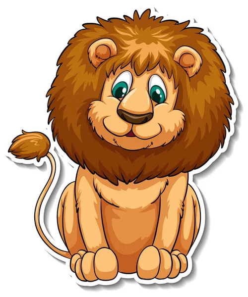 Sticker Template Lion Cartoon Character Illustration — Stock Vector