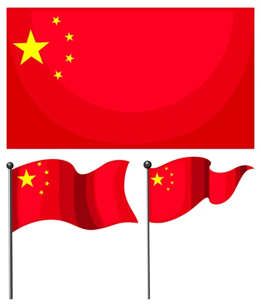 Flag China Different Shapes Isolated Illustration — Stock Vector