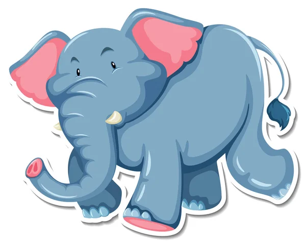 Sticker Template Elephant Cartoon Character Illustration — Stock Vector