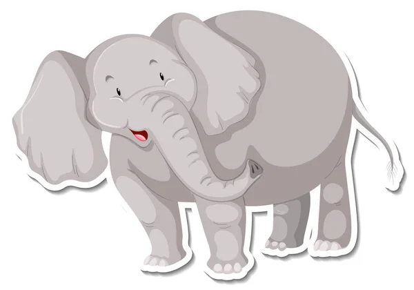 Een Sticker Sjabloon Van Olifant Cartoon Karakter Illustratie — Stockvector
