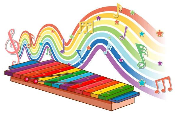 Xilófono Con Símbolos Melodía Ilustración Onda Arco Iris — Archivo Imágenes Vectoriales