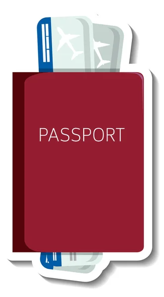Biletli Pasaport Karikatür Çıkartması Çizimi — Stok Vektör