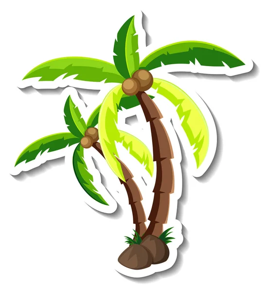 Coconut Árbol Dibujos Animados Pegatina Ilustración — Vector de stock