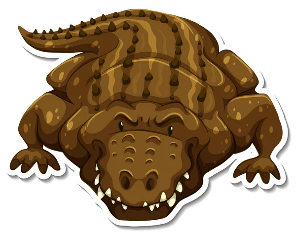 Eine Sticker Vorlage Für Die Illustration Von Krokodil Cartoon Figuren — Stockvektor